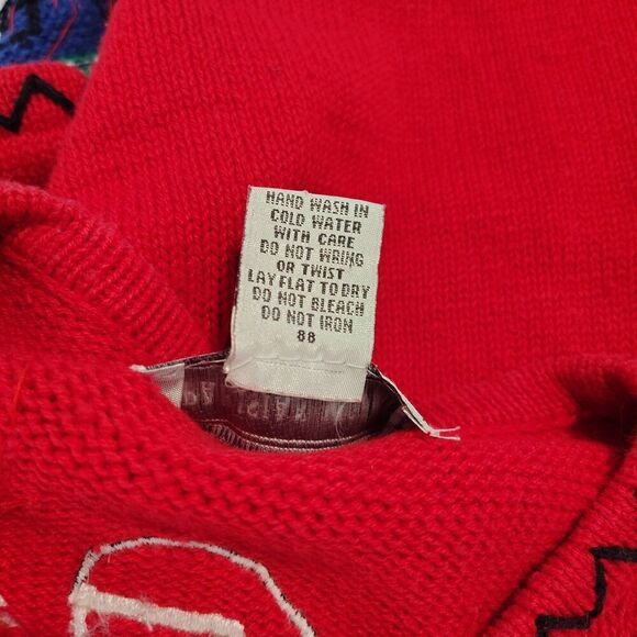 Vtg Parisian Works Christmas Cardigan Santa Christmas Tree Beaded Embellished M - Picture 6 of 12